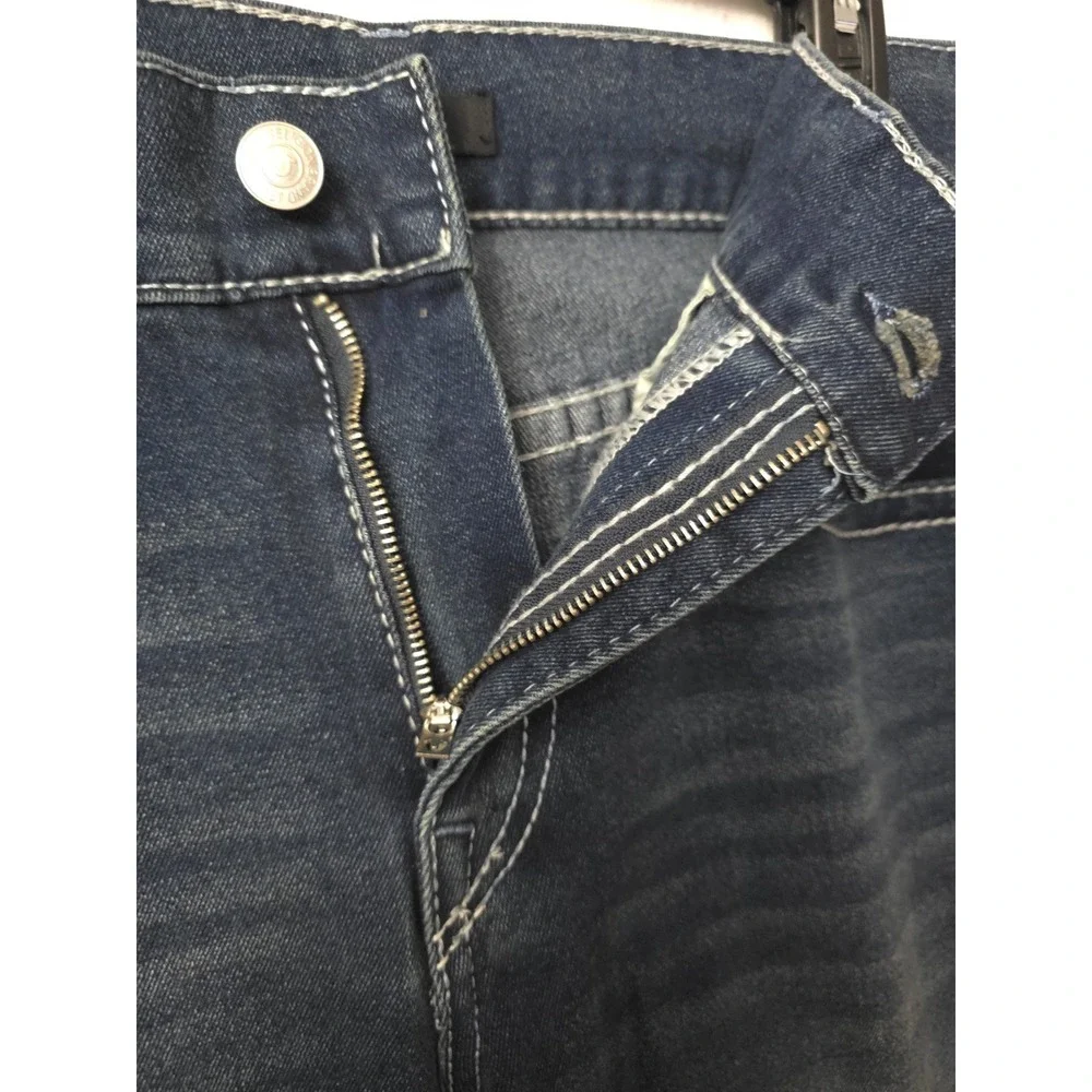Men's True Religion Rocco Big T Flap Relaxed Skinny Jeans 36x32 700677 Dark Wash